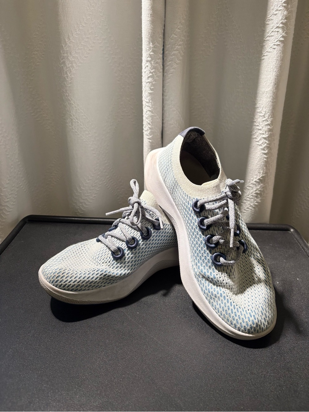 ALLBIRDS Light Blue and White Mesh Athletic Shoes